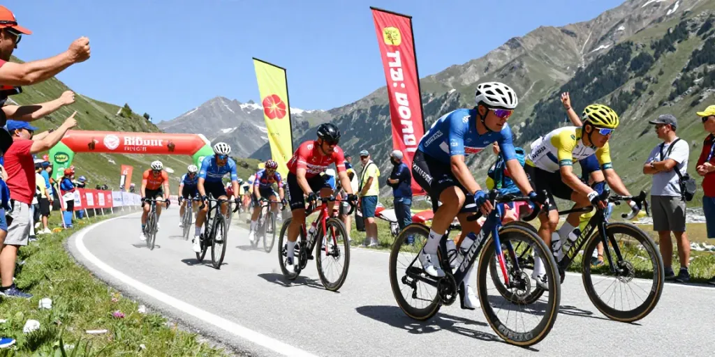 Competitivi nel mercato ciclismo: ciclisti in gara su un percorso montano.